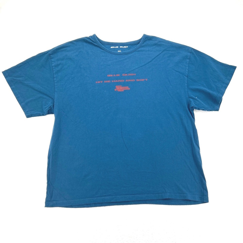 Billie Eilish Unisex T-Shirt XXL Blue Hit Me Hard and Soft Graphic Tee
